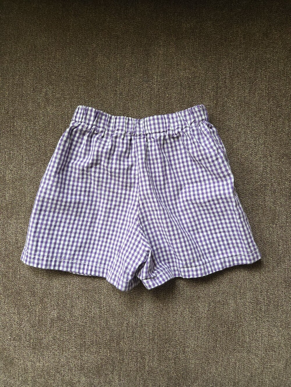 Handmade Gingham Checkered Shorts Purple White Cottage Core